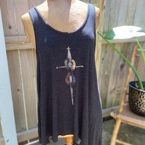 Unique LA brand asymm. snake&sword tank top/dress